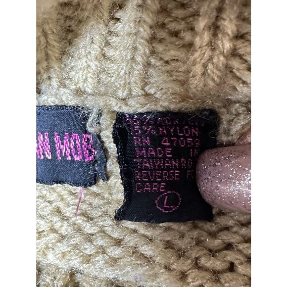 Vtg the Italian Mob Sweater Tan Leopard Turtleneck Womens Size Large Fits Medium - Picture 8 of 8